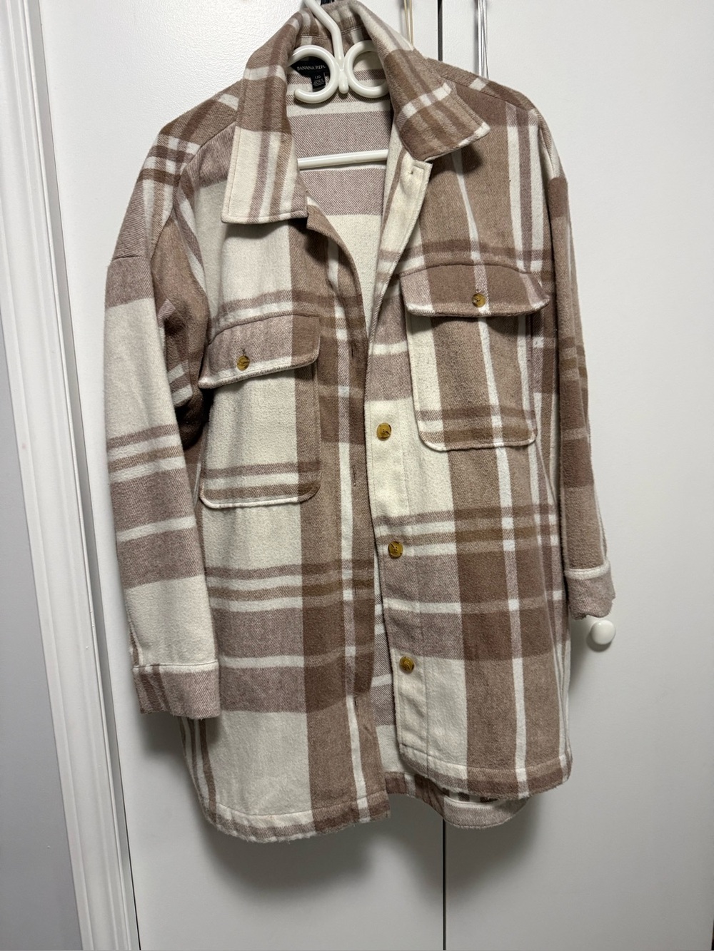 Banana Republic Beige and Cream Plaid Jacket